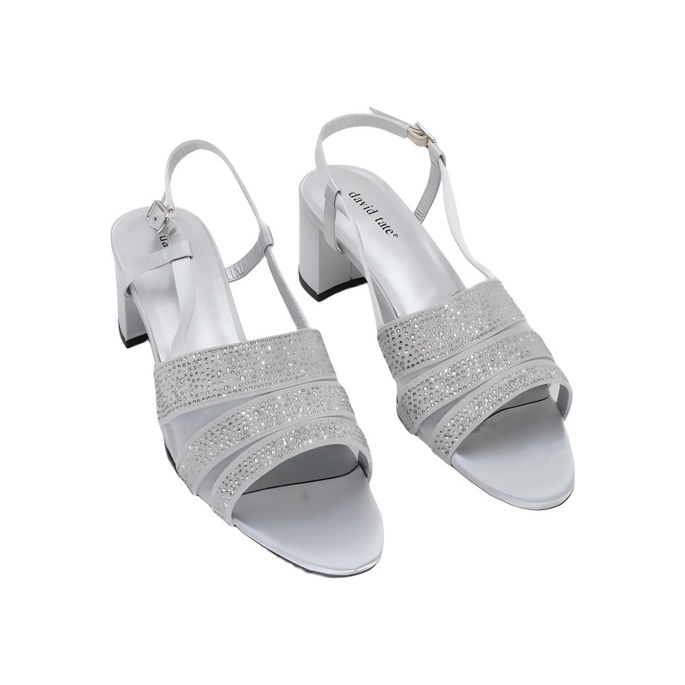David Tate Womens Sparkle Slingback Sandals Silver Satin Size 11